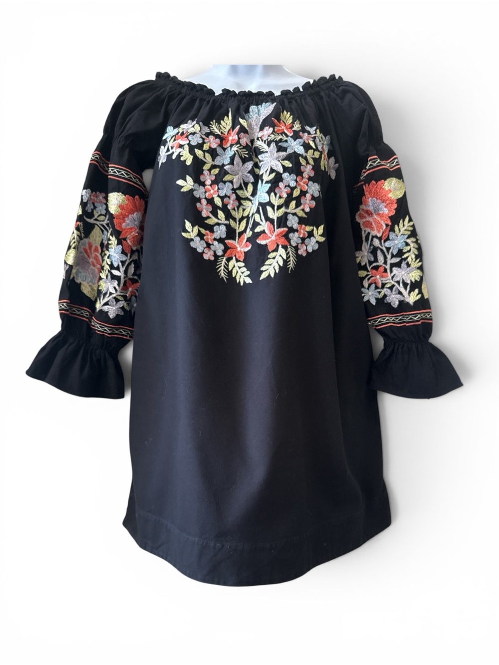 Free People Fleur Du Jour Embroidered Black Mini Dress Size XS